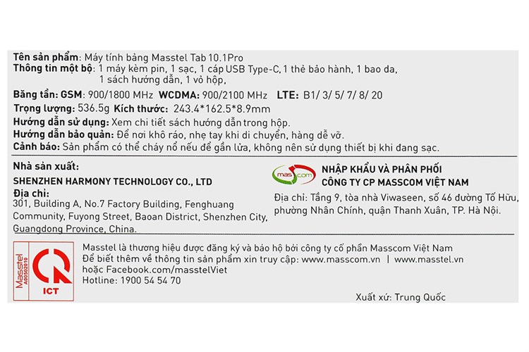 Máy tính bảng Masstel Tab 10.1" Pro 4G 4GB/64GB Màu Vàng