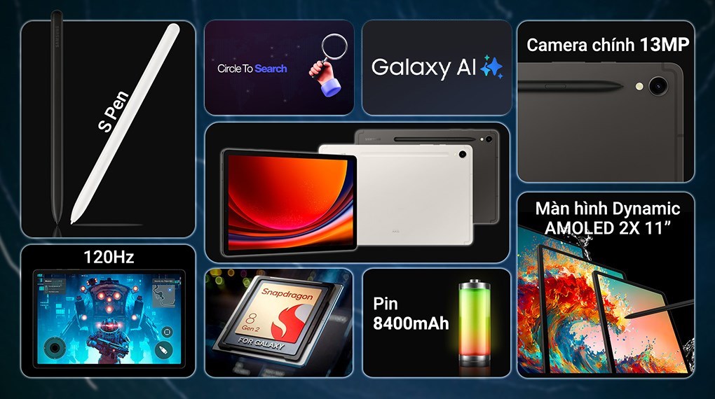 Máy tính bảng Samsung Galaxy Tab S9 WiFi 12GB/256GB