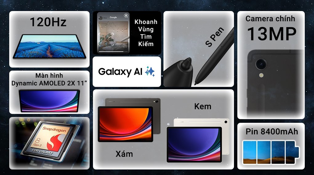 Máy tính bảng Samsung Galaxy Tab S9 5G 8GB/128GB