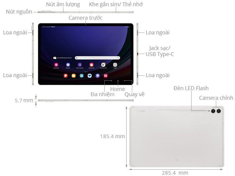 Máy tính bảng Samsung Galaxy Tab S9+ 5G 256GB