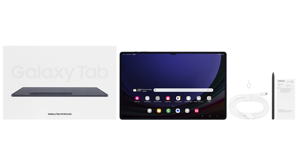 Bộ sản phẩm gồm: Bút cảm ứng, Cáp Type C - Type C, Hộp máy, Cây lấy sim, Sách hướng dẫn