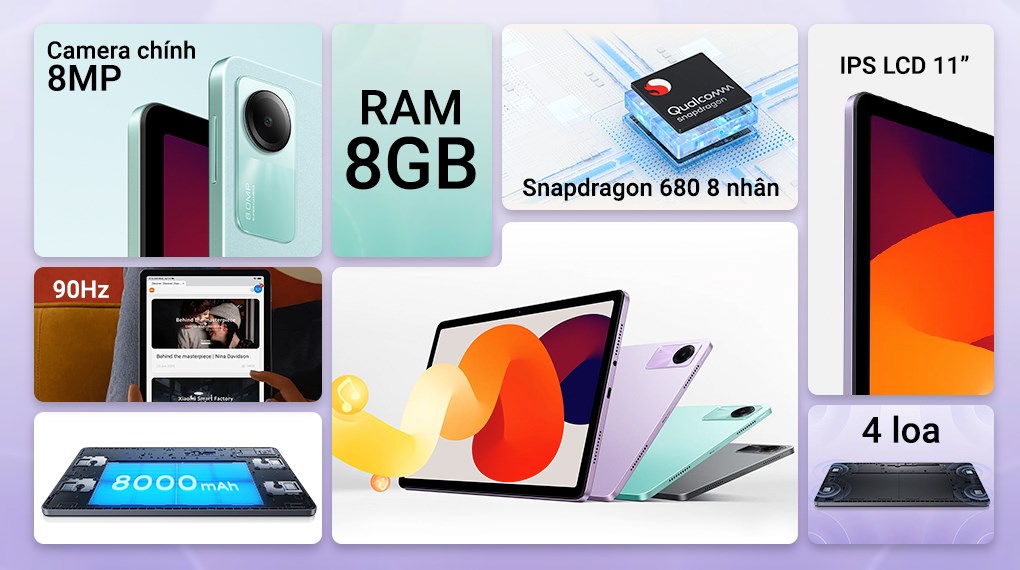 Xiaomi Redmi Pad SE (8GB/256GB) - Chính hãng, giá rẻ, có trả góp