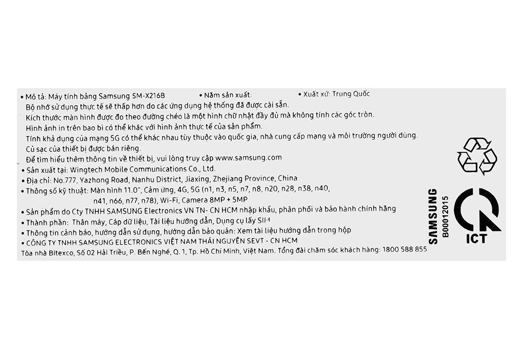 Máy tính bảng Samsung Galaxy Tab A9+ 5G 4GB/64GB Màu Bạc