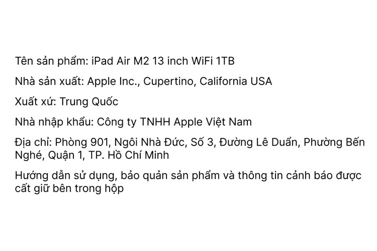 Máy tính bảng iPad Air 6 M2 13 inch WiFi 1TB Màu Xanh Dương