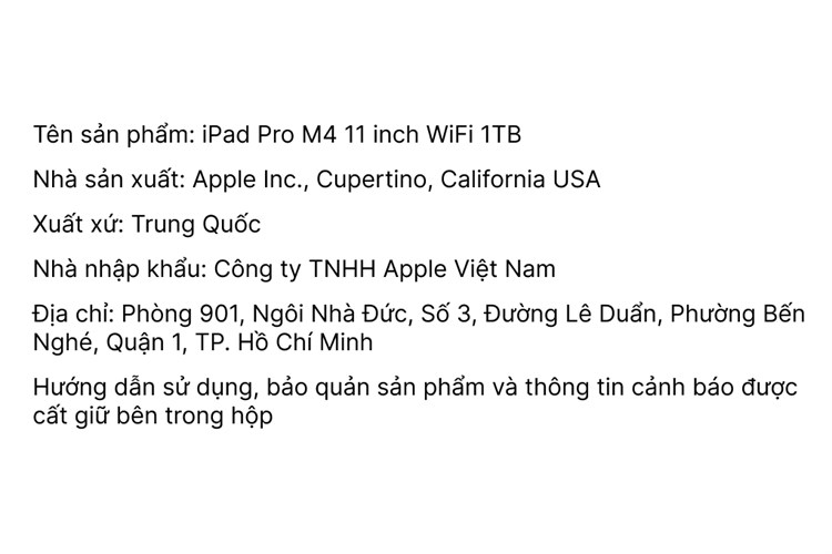 Máy tính bảng iPad Pro M4 11 inch WiFi 1TB Màu Bạc