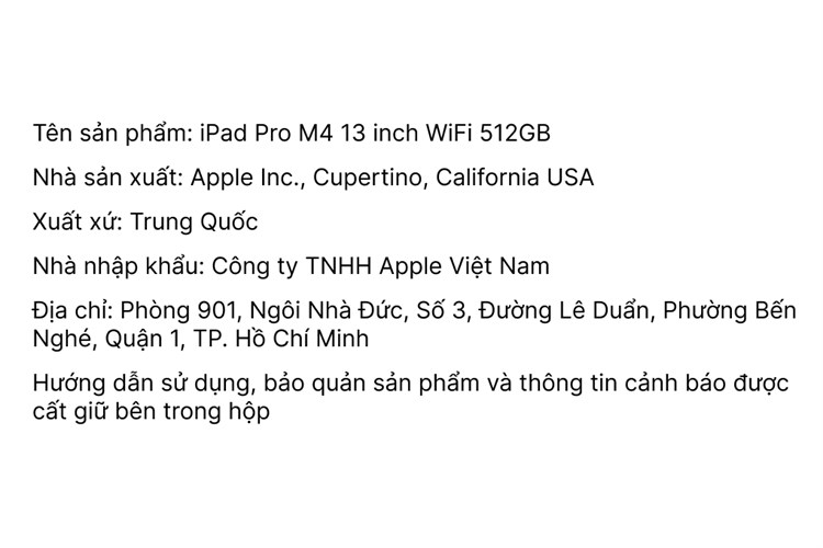 Máy tính bảng iPad Pro M4 13 inch WiFi 512GB Màu Bạc