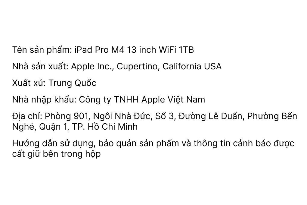 Máy tính bảng iPad Pro M4 13 inch WiFi 1TB Màu Bạc