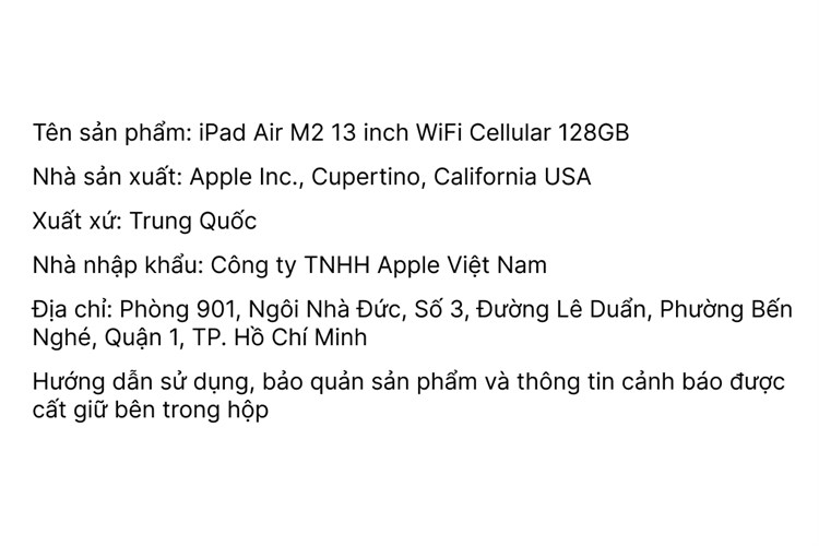 Máy tính bảng iPad Air 6 M2 13 inch 5G 128GB Màu Xám