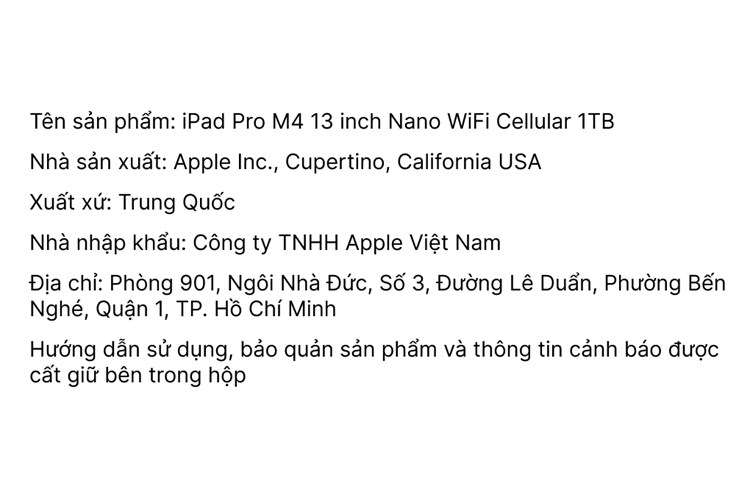 Máy tính bảng iPad Pro M4 13 inch Nano 5G 1TB Màu Đen