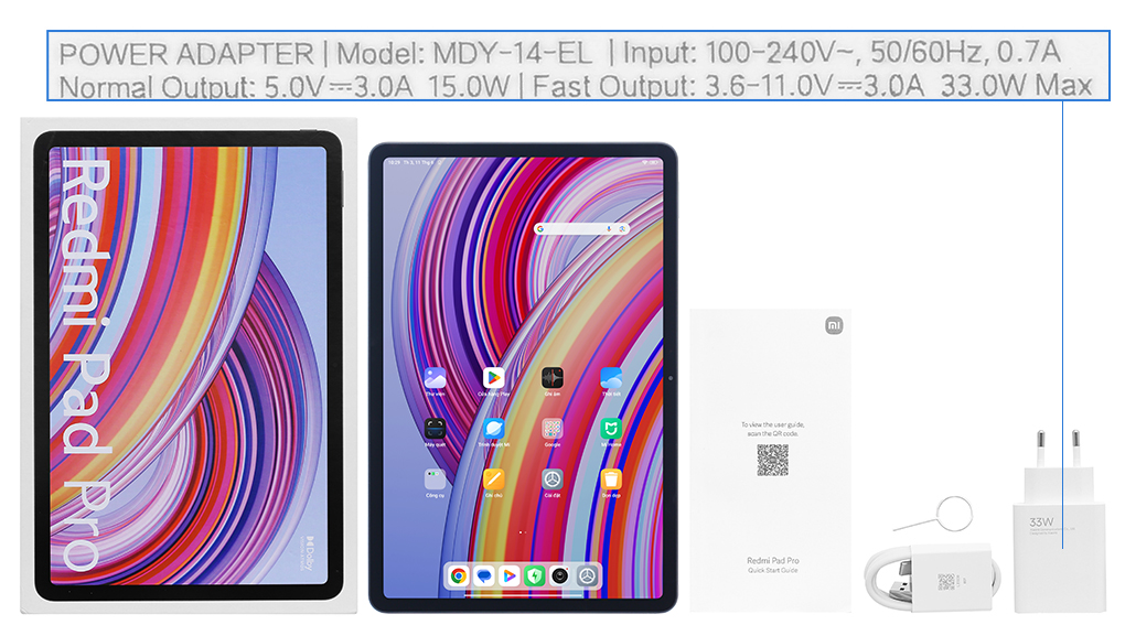 Bộ sản phẩm gồm: Cáp Type C - Type A, Củ sạc nhanh rời đầu Type A, Hộp máy, Sách hướng dẫn