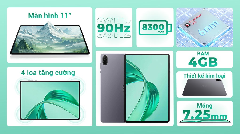 Máy tính bảng HONOR Pad X8a WiFi 4GB/64GB