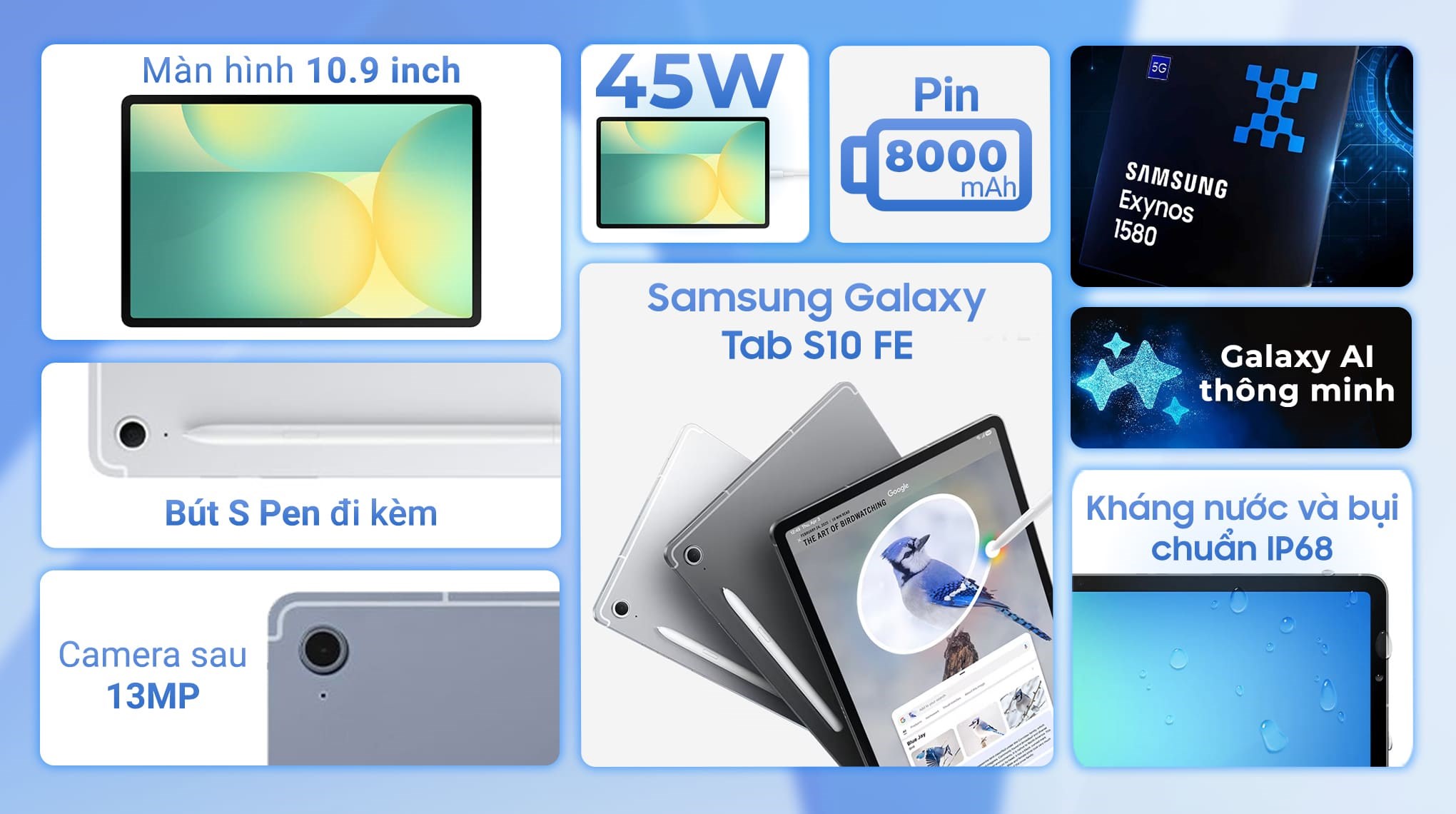 Máy tính bảng Samsung Galaxy Tab S10 FE 5G 8GB/128GB