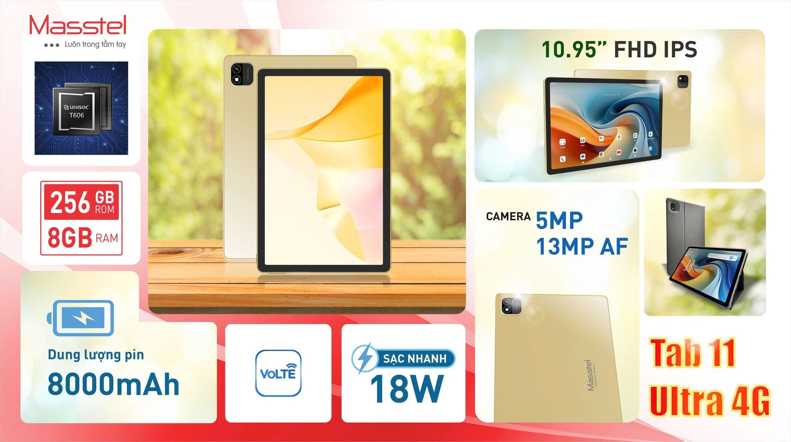 Máy tính bảng Masstel Tab 11 Ultra 4G 8GB/256GB