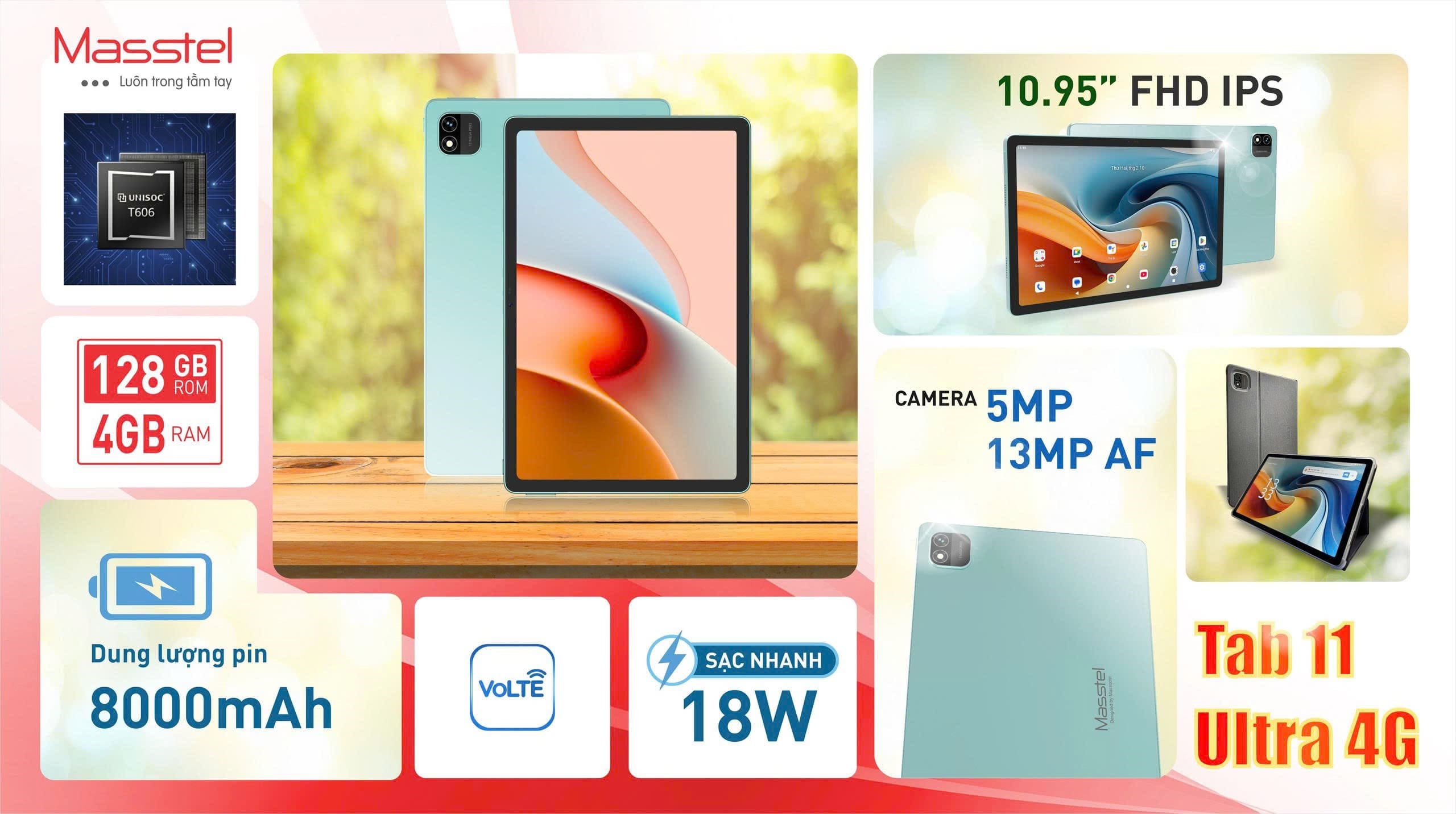 Máy tính bảng Masstel Tab 11 Ultra 4G 4GB/128GB