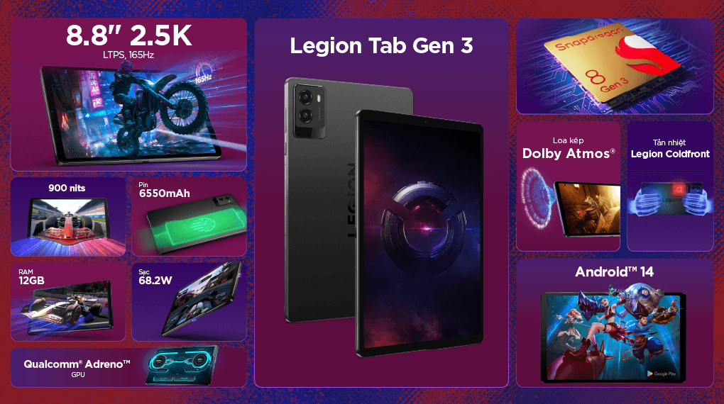 Máy tính bảng Lenovo Legion Tab Gen 3 WiFi 12GB/256GB