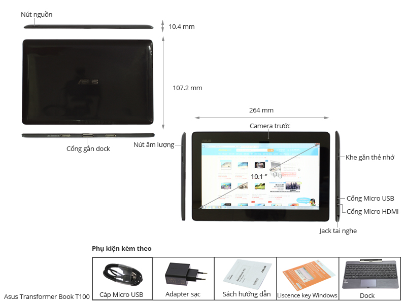 Asus T100TA 10.1 Wifi 64GB Win8.1