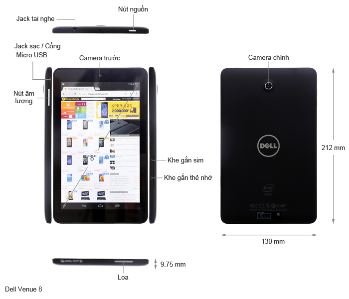 Thông số kỹ thuật Dell Venue 8 32GB