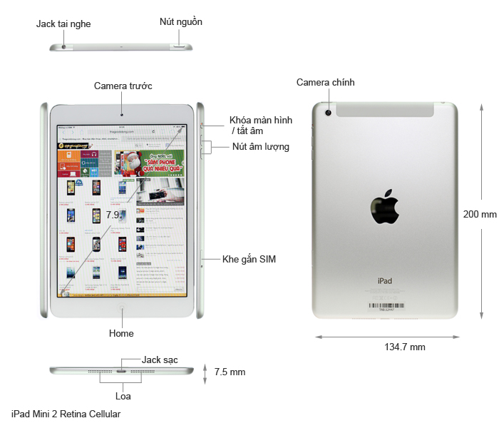 iPad Mini 2 Retina Cellular 16GB