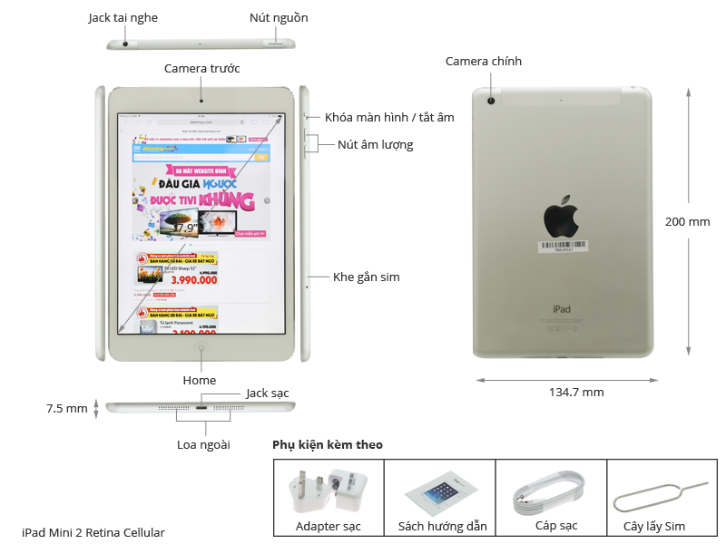 iPad Mini 2 Retina Cellular 16GB