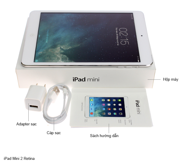 Bộ sản phẩm gồm: Adapter, Sách hướng dẫn, Cáp Lightning, Hộp máy