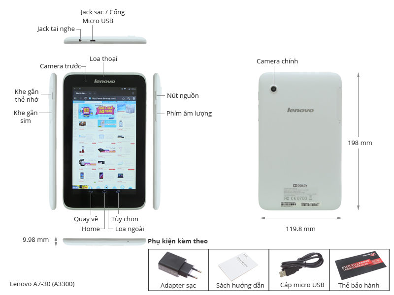 Lenovo A7-30 (A3300) 3G 8GB