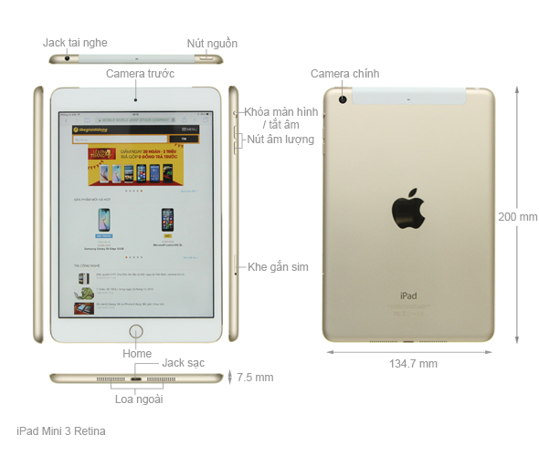 iPad Mini 3 Retina Cellular 64GB