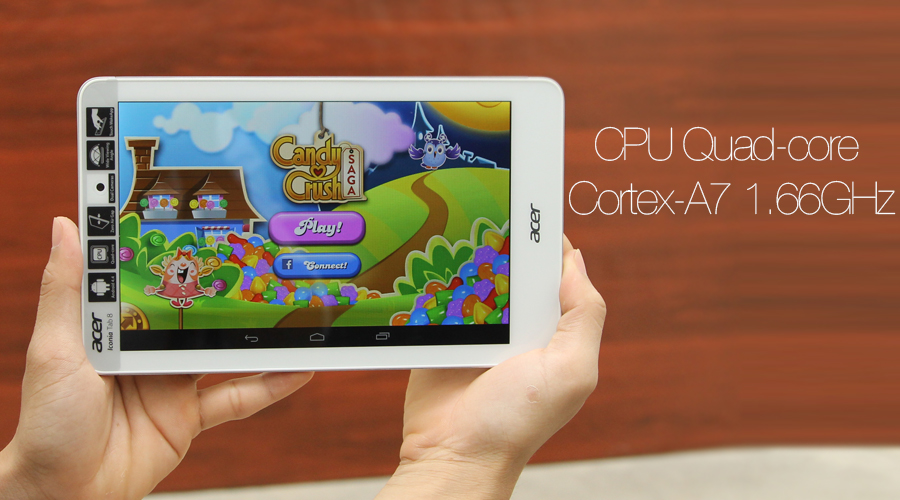 <p>Trang bị vi xử l&yacute; MT 8389Q quad-core 1.66GHz Acer Iconia A1-841 chạy mượt nhiều ứng dụng v&agrave; game.</p>
