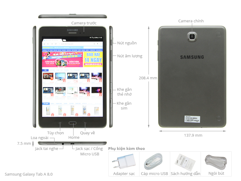 Samsung Galaxy Tab A 8.0 (SM-T355) Không bút