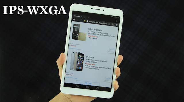 WXGA có độ phân giải 1366 x 768 px, công nghệ IPS đem lại góc nhìn rộng