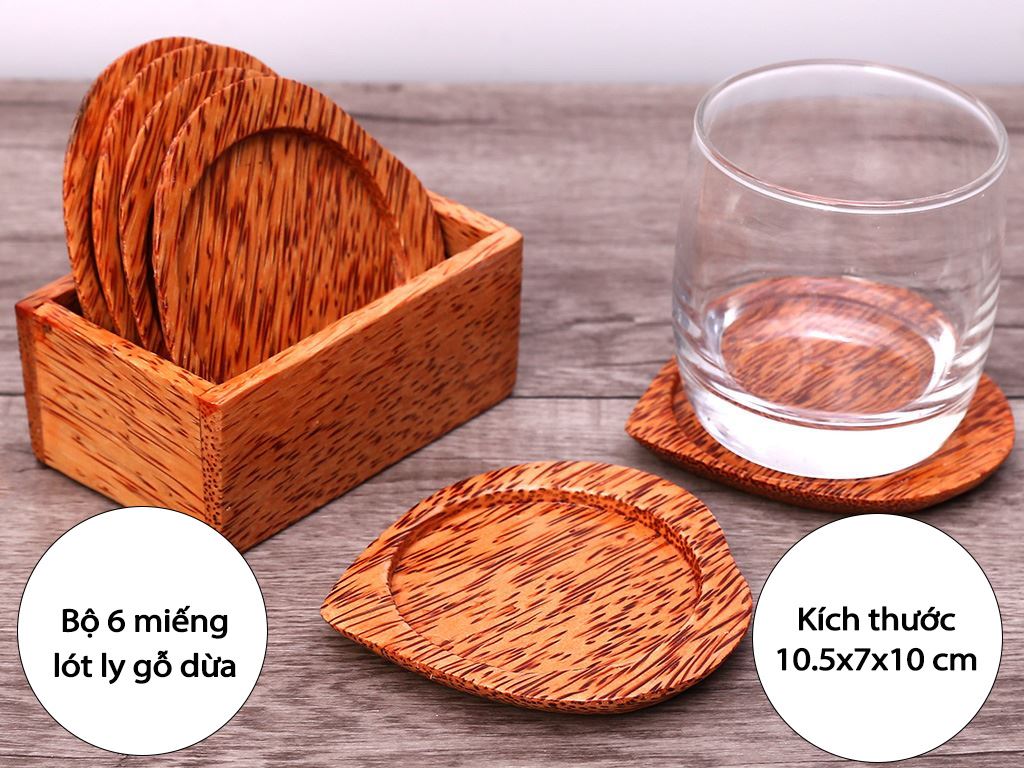 Lót ly gỗ dừa Ohi@ma bộ 6 miếng 2