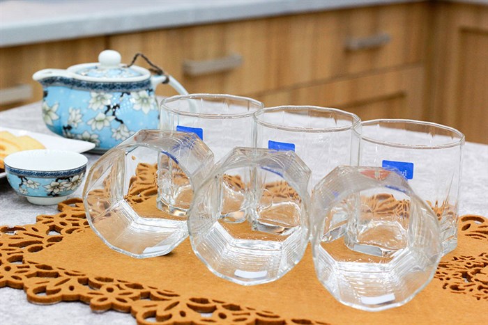 Bộ 6 ly thủy tinh 260 ml Ocean Pyramid Rock Màu Trắng