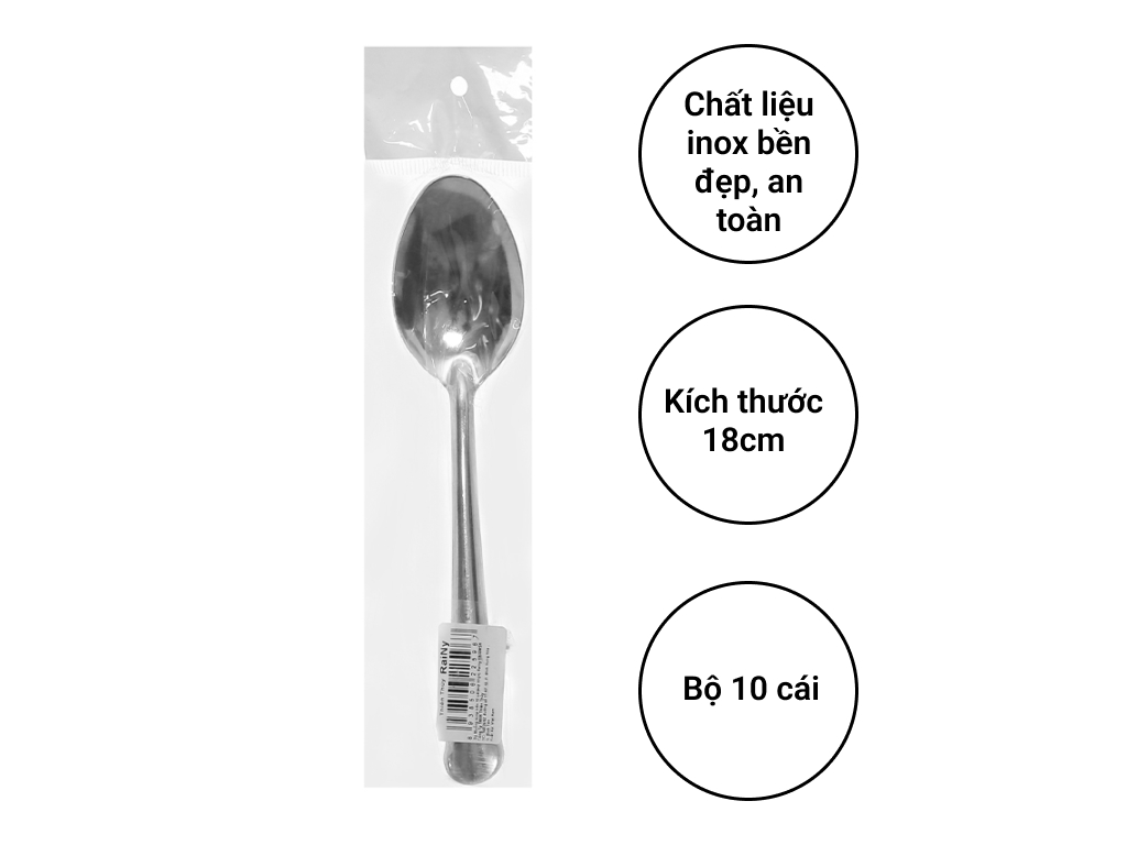 Bộ 10 muỗng soup inox Rainy 18cm giá tốt tại Bách hoá XANH