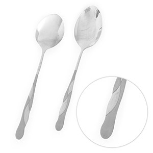 Bộ 2 muỗng cà phê inox cán ngắn hoa văn