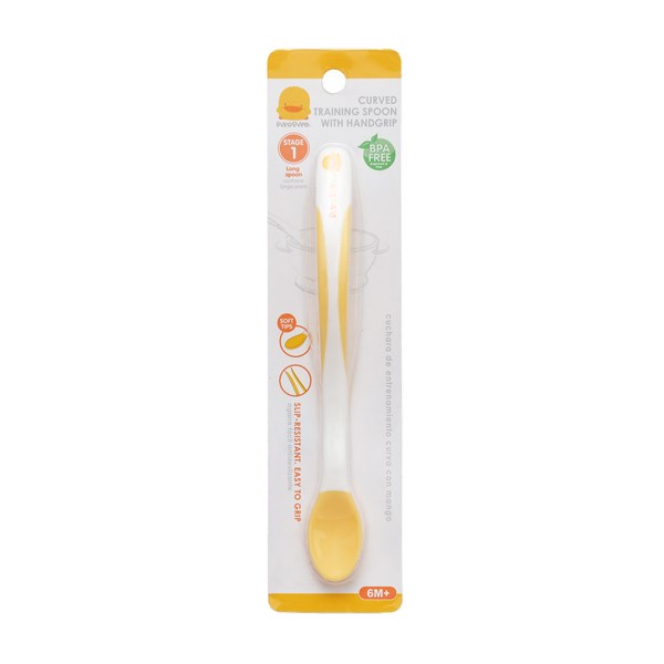 Muỗng ăn dặm PIYOPIYO PY630101 đầu mềm thân dài màu vàng - AVAKids.com