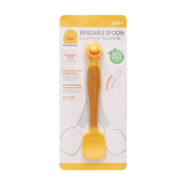 Muỗng ăn dặm PIYOPIYO PY630110 cán mềm màu vàng - AVAKids.com