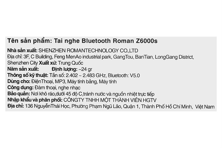 Tai nghe Bluetooth Roman Z6000s Màu Trắng