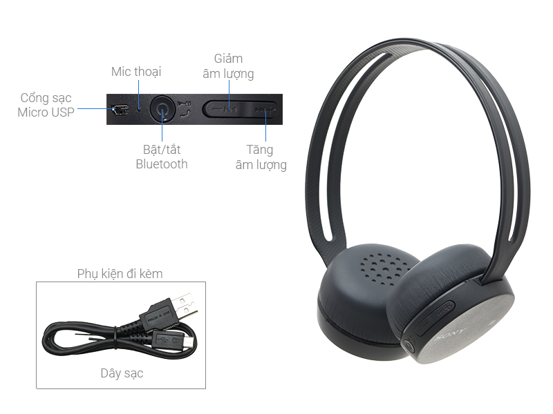 Tai nghe chụp tai Bluetooth Sony WH-CH400