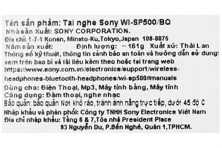 Tai nghe Bluetooth Sony WI-SP500 Màu Vàng