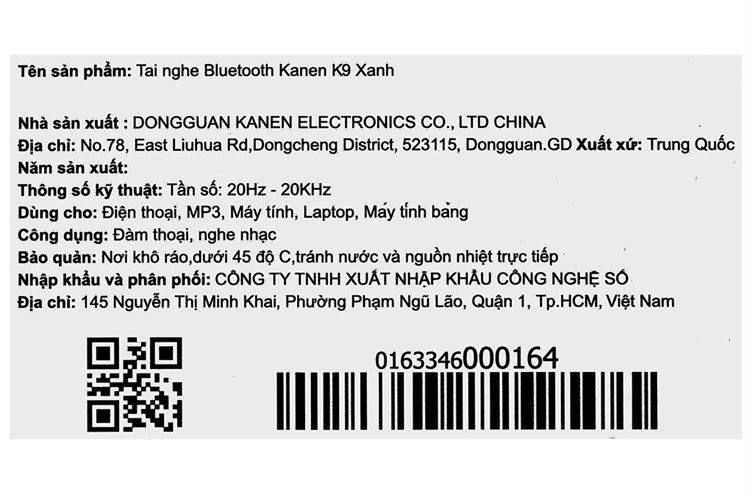 Tai nghe Bluetooth Chụp Tai Kanen K9 Màu Xanh Dương