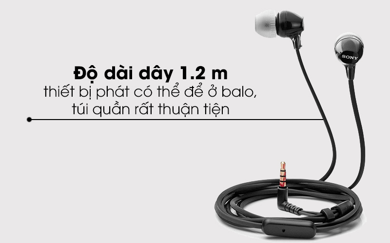 Tai nghe EP Sony MDR-EX15APLIZE có độ dài dây 1.2 m