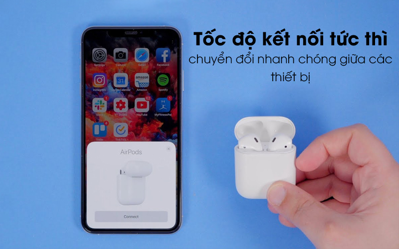 Tai nghe Bluetooth AirPods 2 Wireless charge Apple MRXJ2 Trắng kết nối nhanh chóng