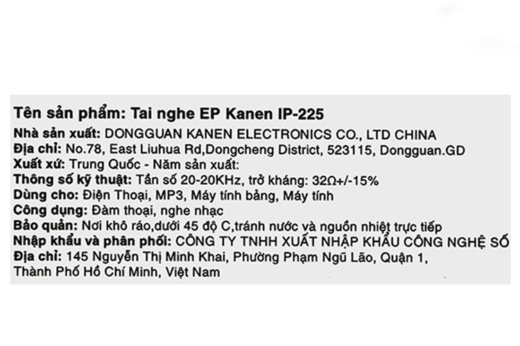 Tai nghe EP Kanen IP-225 Màu Trắng