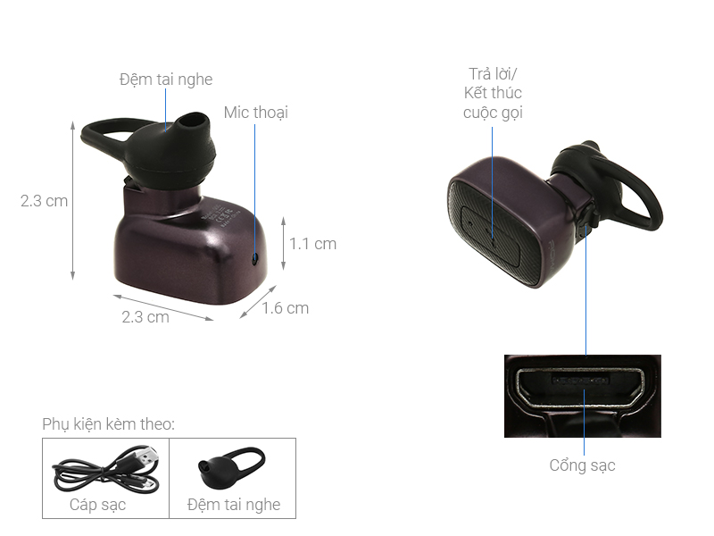 Tai nghe Bluetooth 1 Bên Roman Q5C