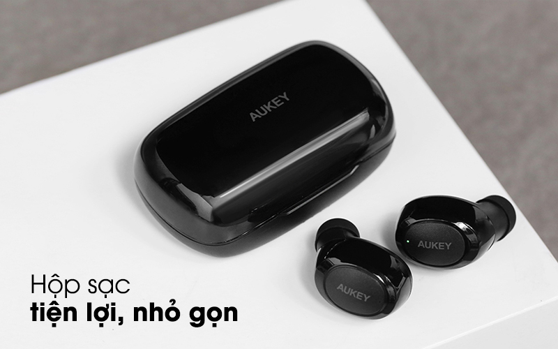 Hộp sạc nhỏ gọn tiện lợi - Tai nghe Bluetooth TWS Aukey EP-T16S Đen Hộp sạc nhỏ gọn tiện lợi - Tai nghe Bluetooth TWS Aukey EP-T16S Đen