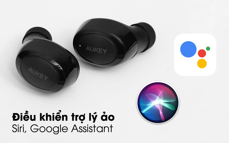 Bật trợ lý ảo ngay trên tai nghe - Tai nghe Bluetooth TWS Aukey EP-T16S Đen Bật trợ lý ảo ngay trên tai nghe - Tai nghe Bluetooth TWS Aukey EP-T16S Đen