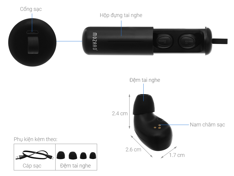 Tai nghe Bluetooth True Wireless Mozard AT5