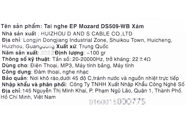Tai nghe Có Dây Mozard DS509-WB Màu Xám