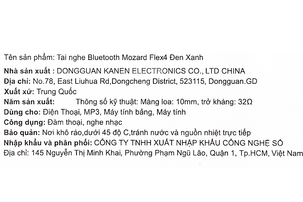 Tai nghe Bluetooth Mozard Flex4 Màu Đen - Xanh lá