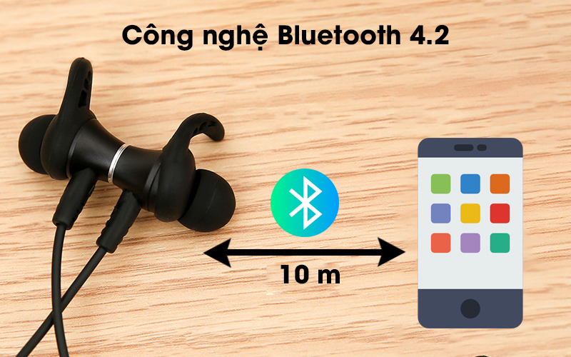 Tai nghe Bluetooth Mozard Flex4 Đen Xanh cho khoảng cách kết nối lên đến 10 m