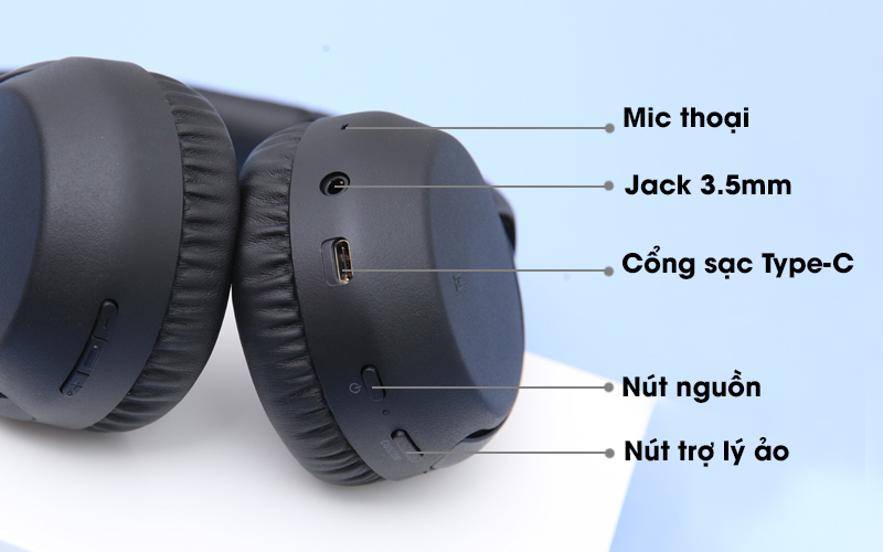 Tai nghe chụp tai không dây Sony WH-XB700 với các cổng kết nối